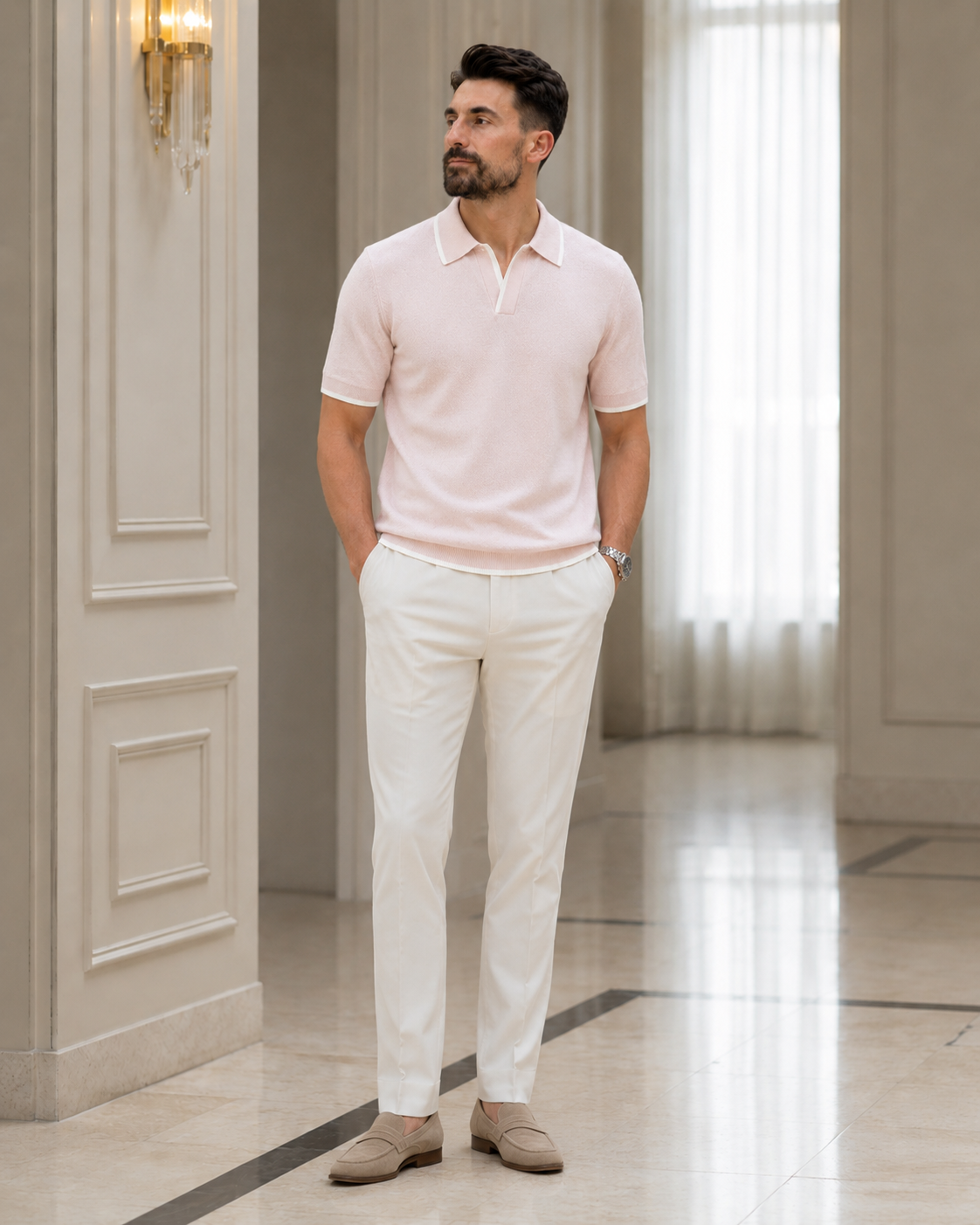 Tricou Filamente roz-alb