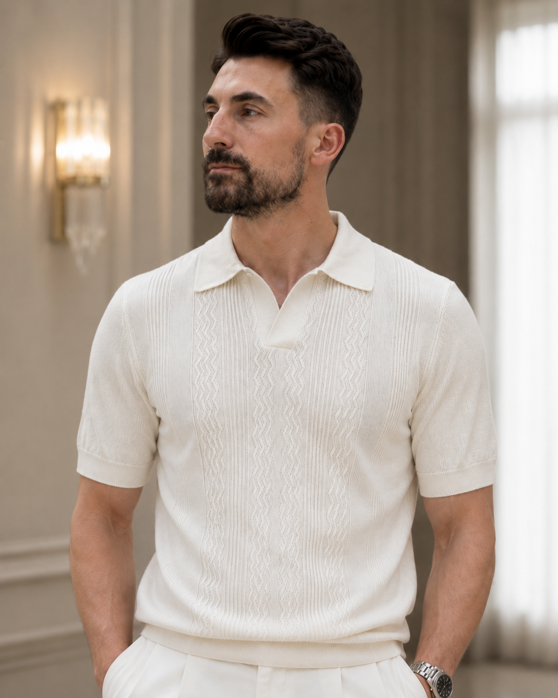 Tricou Guler crem