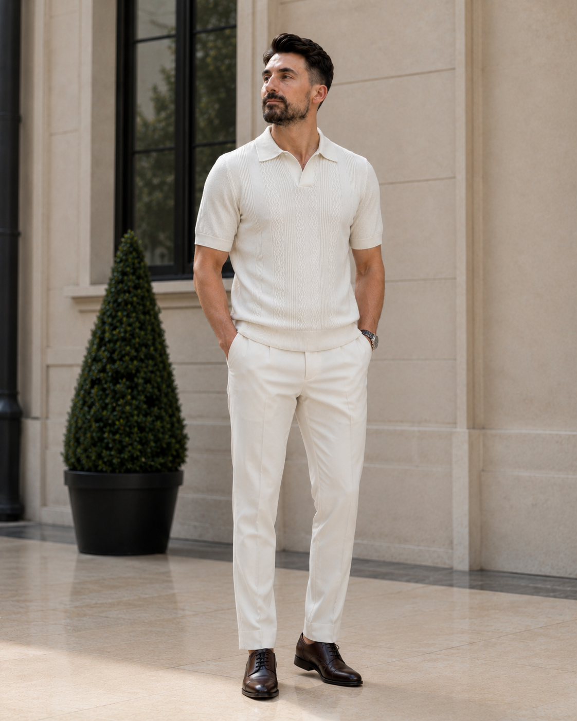 Tricou Guler crem