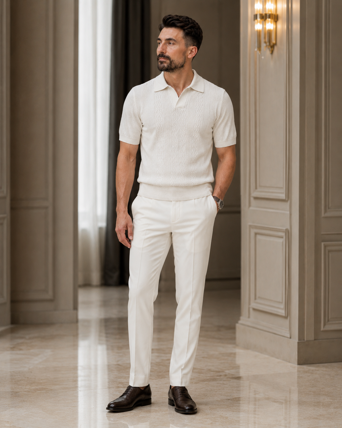 Tricou Guler crem