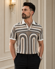 Tricou Guler cu dungi maro