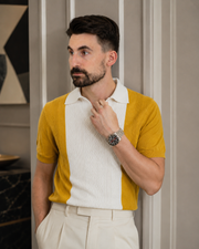 Tricou Guler galben-crem