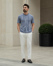 Tricou cu dungi albastru-alb