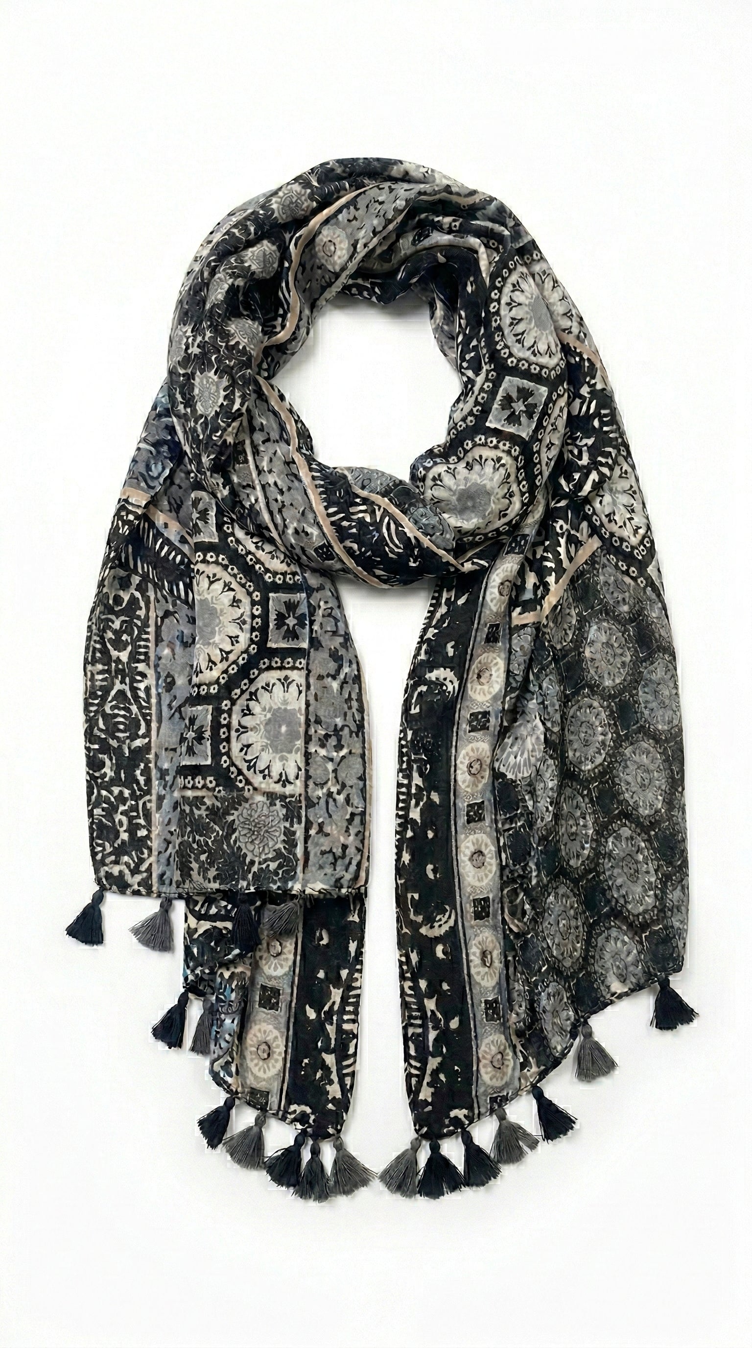 Eșarfă negru cu model