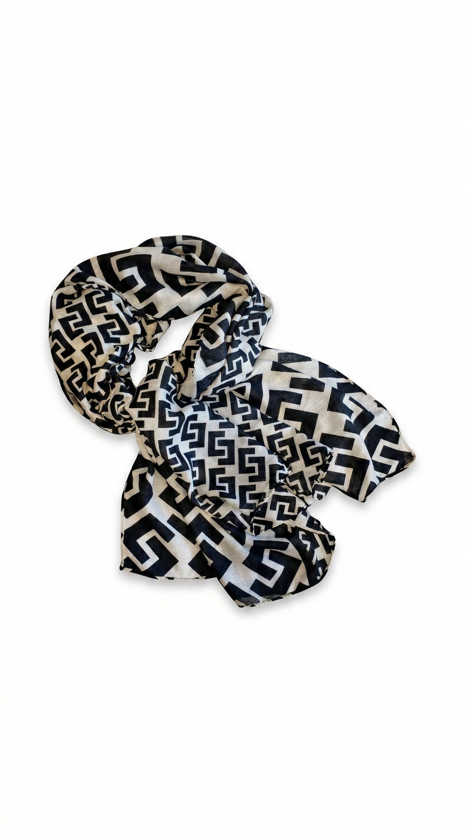 Eșarfă alb-negru cu model