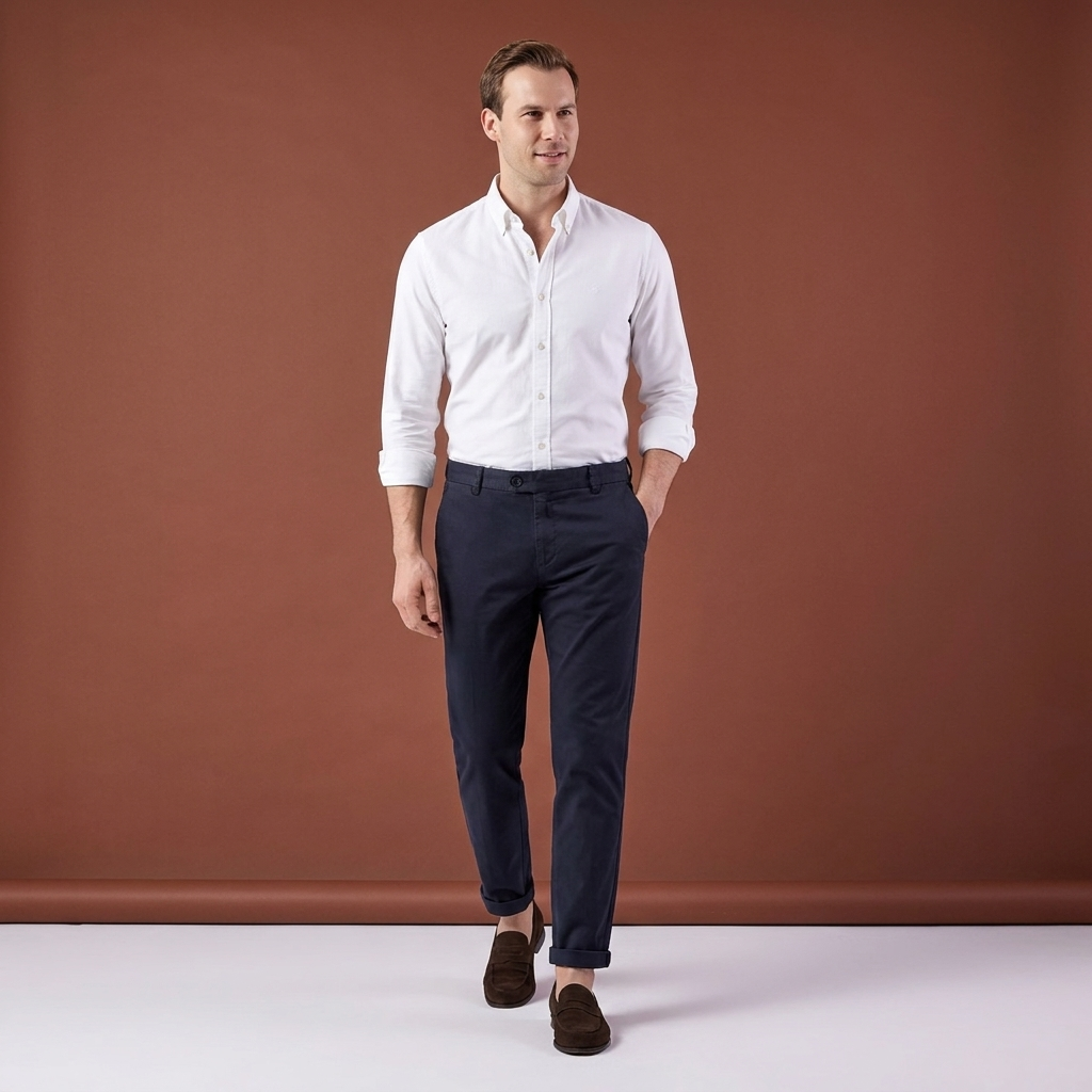 Pantaloni chino bleumarin