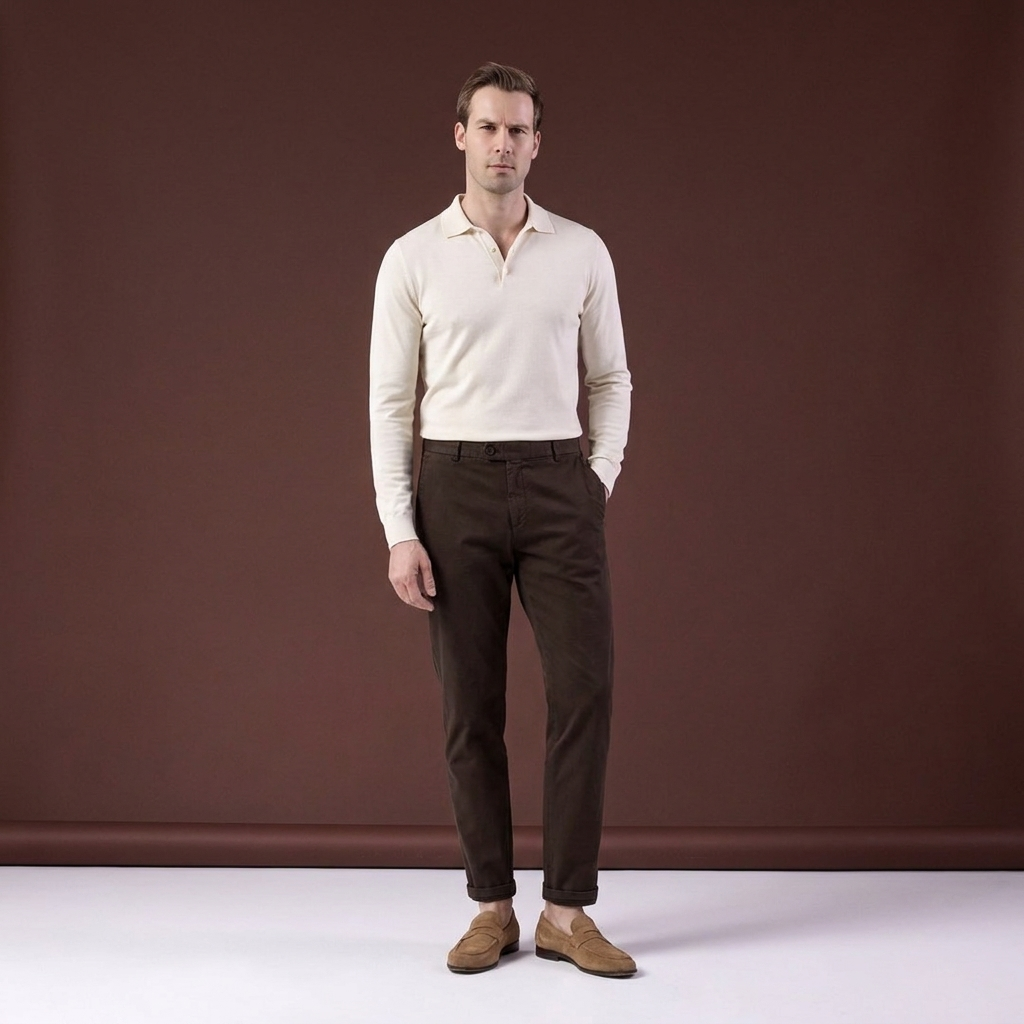 Pantaloni chino maro