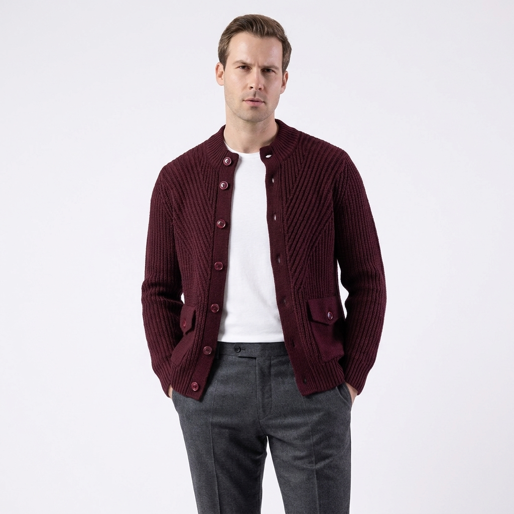Cardigan Vișiniu din Tricot