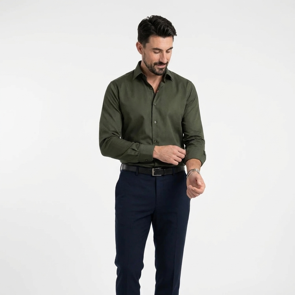 Cămașă din Saten verde