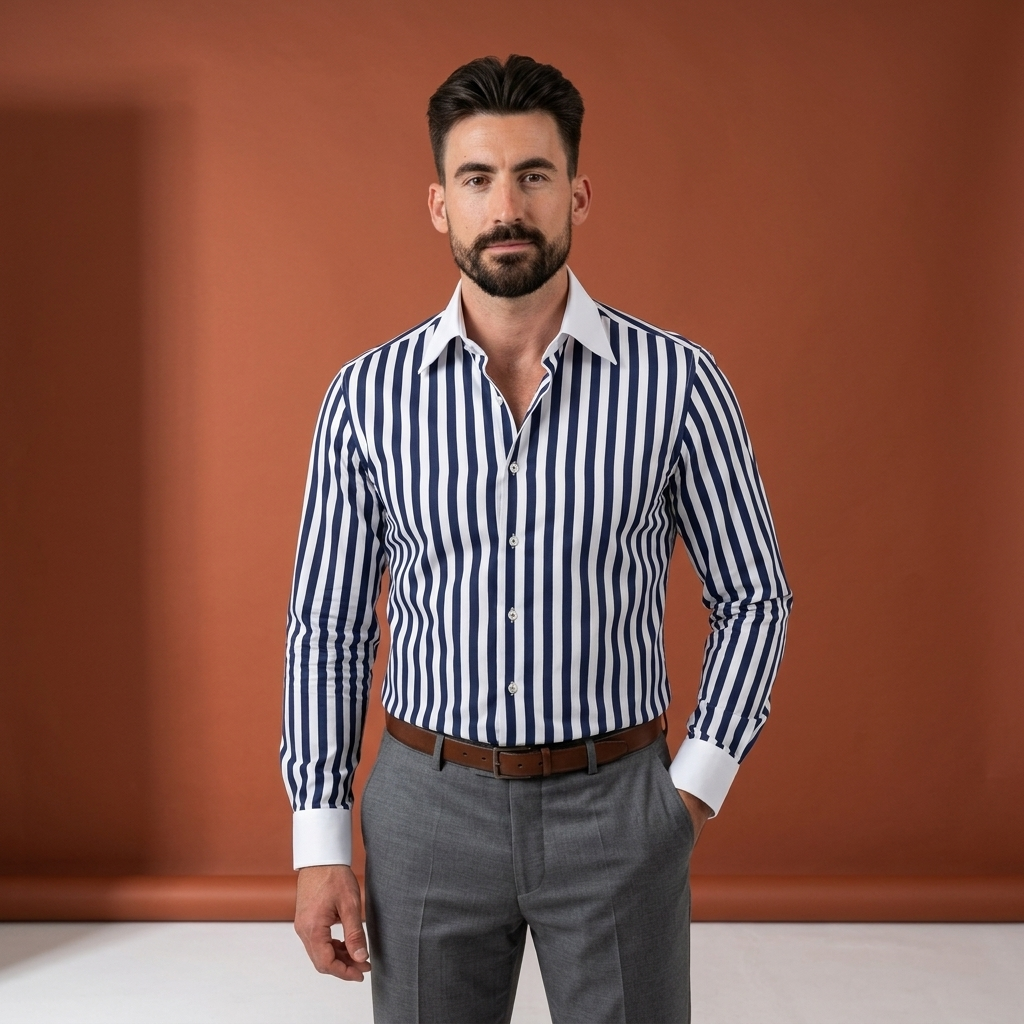 Cămașă Ottavio cu dungi bleumarin