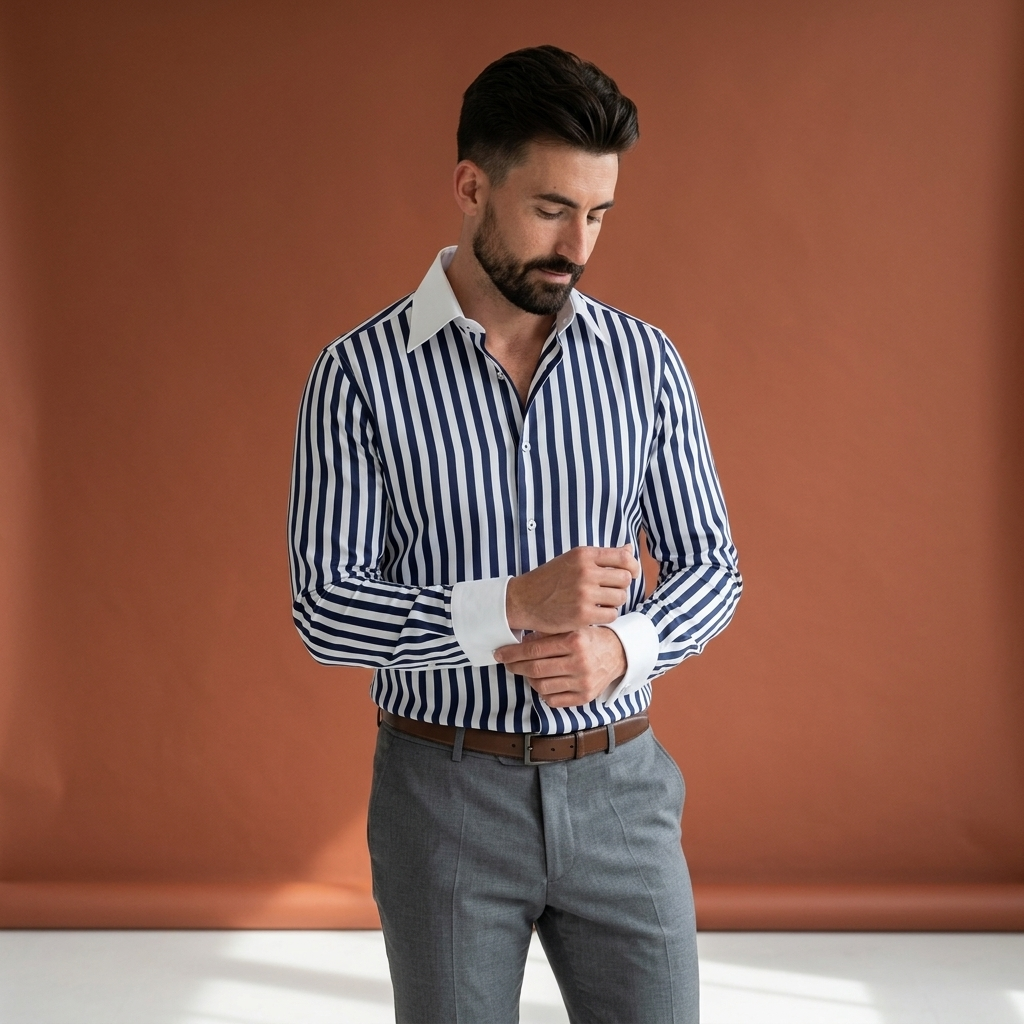 Cămașă Ottavio cu dungi bleumarin
