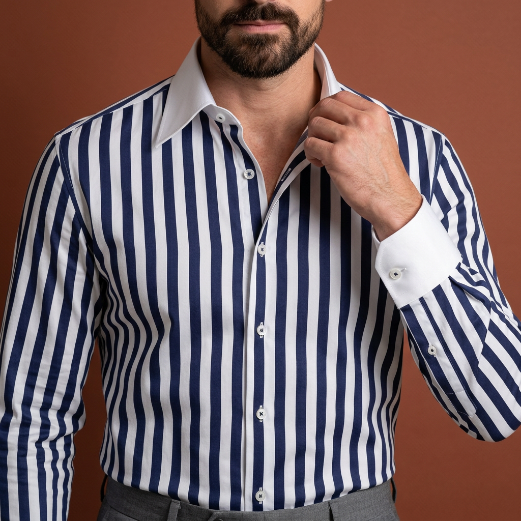 Cămașă Ottavio cu dungi bleumarin