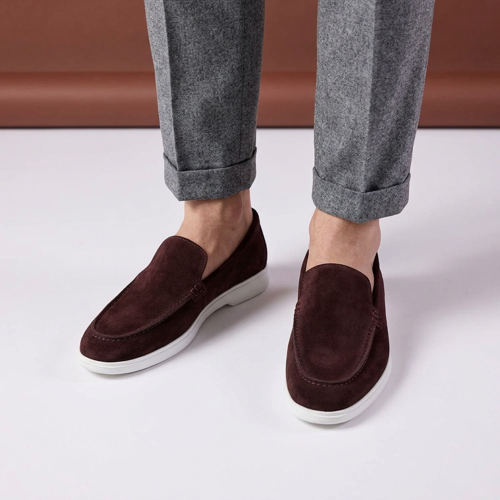 Mocasini Beverly bordo din Piele Întoarsă