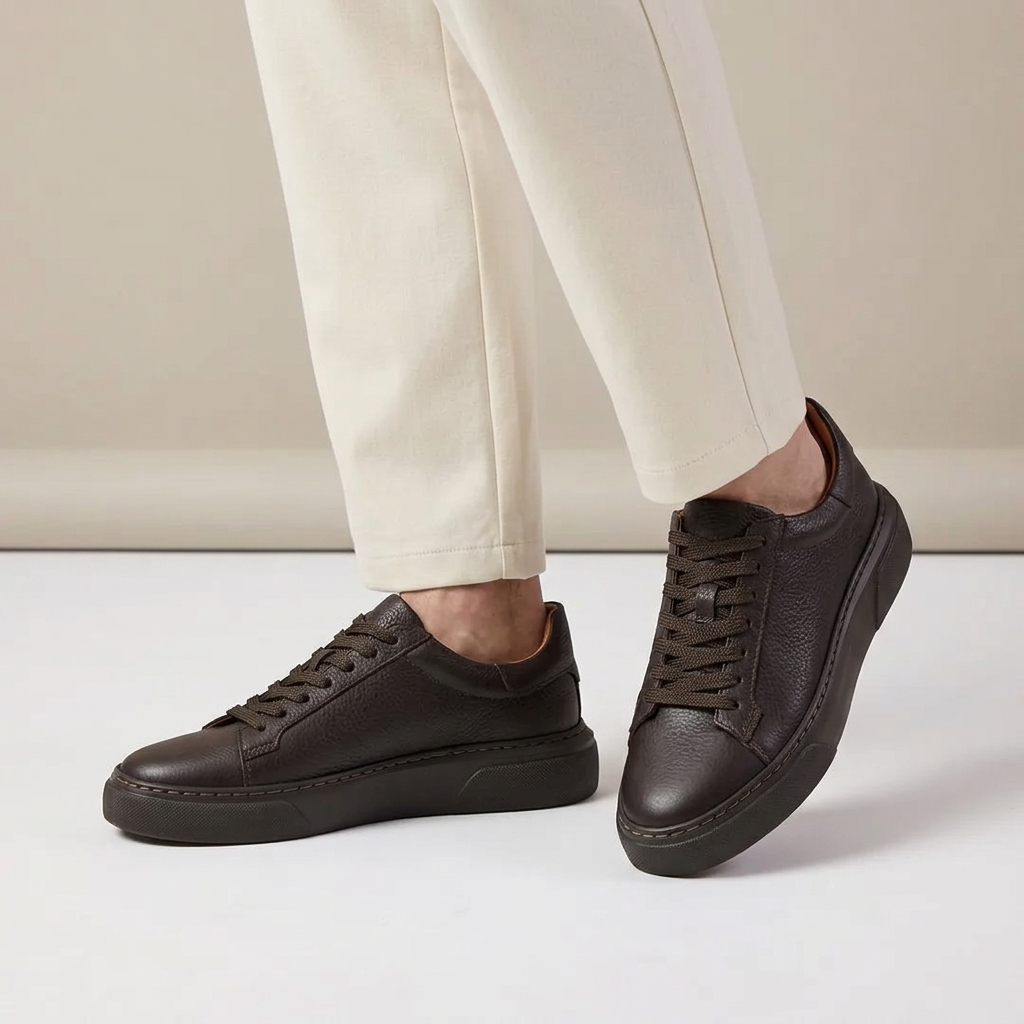 Sneakers Urban din Piele – Maro