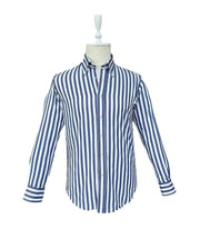 Cămașă cu dungi albastru închis-alb