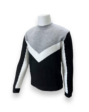 Pulover Modern negru-gri cu  design geometric