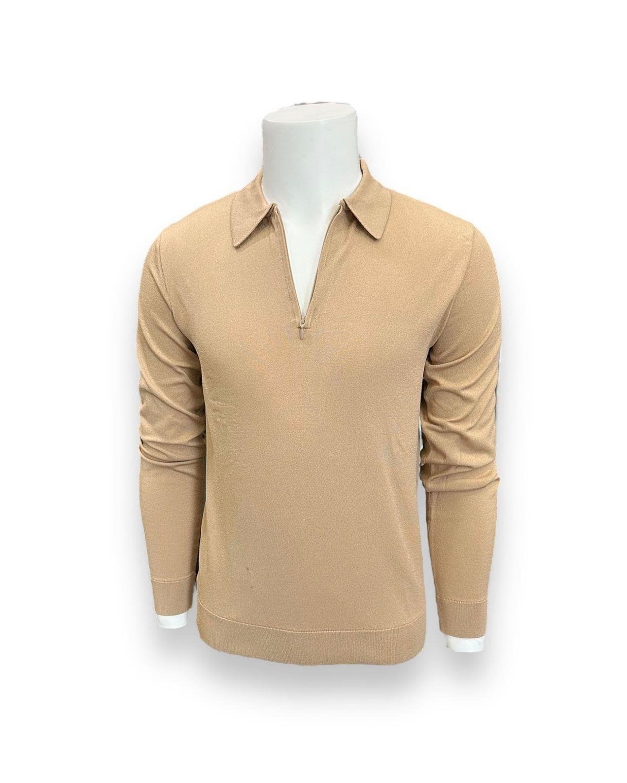 Bluză cu fermoar crem