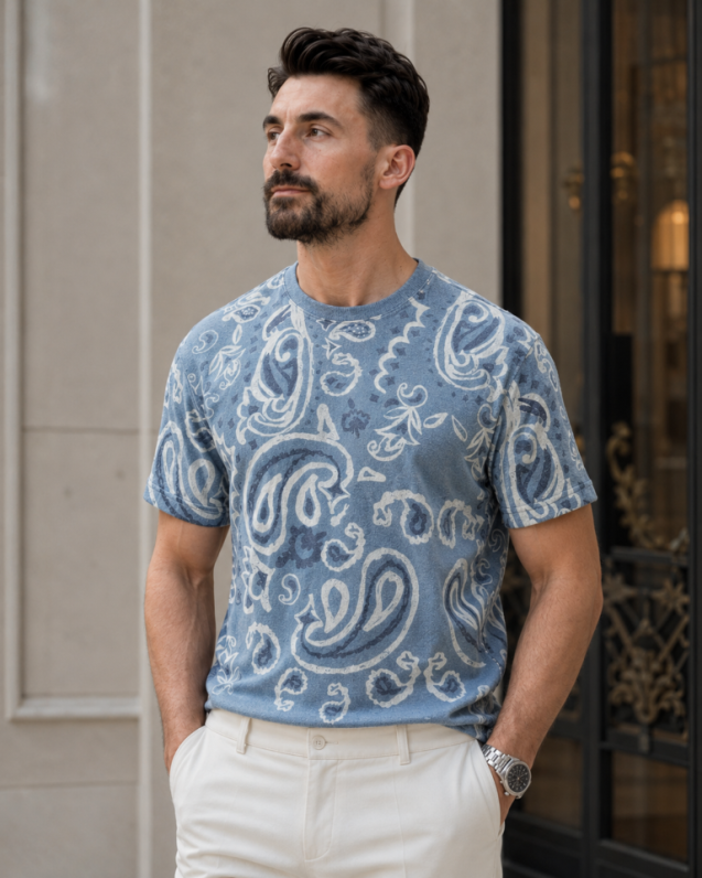 Tricou Imprimeu albastru deschis
