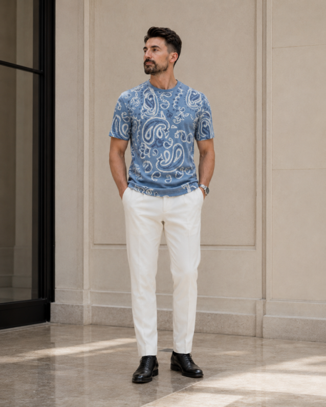 Tricou Imprimeu albastru deschis