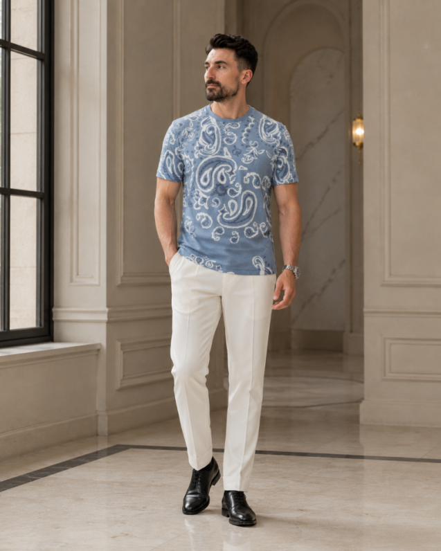 Tricou Imprimeu albastru deschis